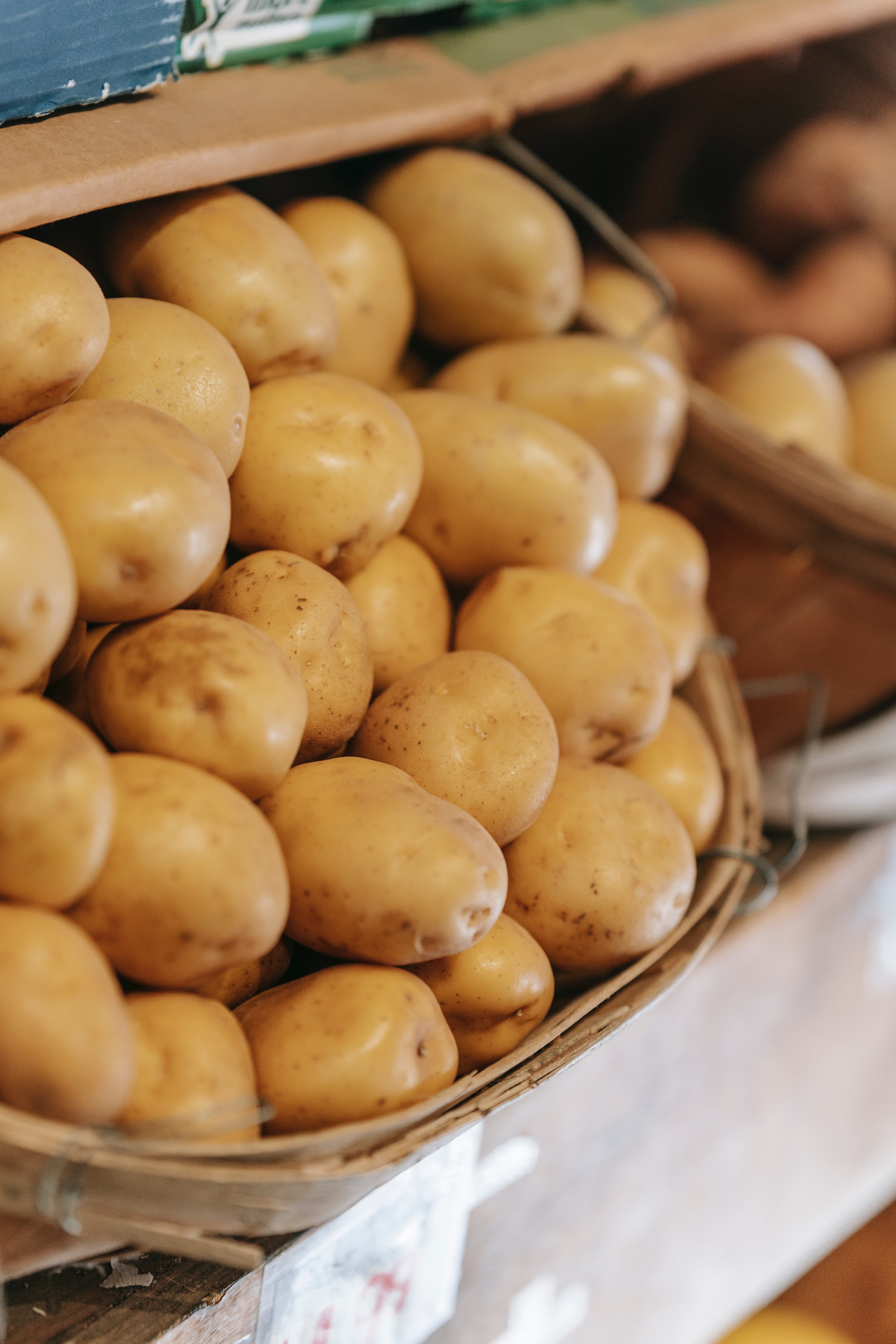 potatoes placed on the counter in market